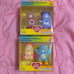 Care Bears Flocked Figure 4-Pack - Brown, Purple, Yellow, Blue